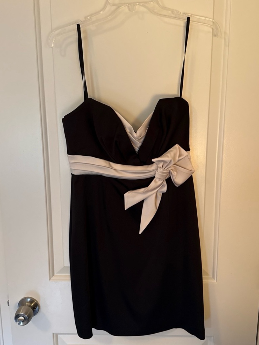 BCBGMaxAzria Black Mini Dress with Cream Bow Detail